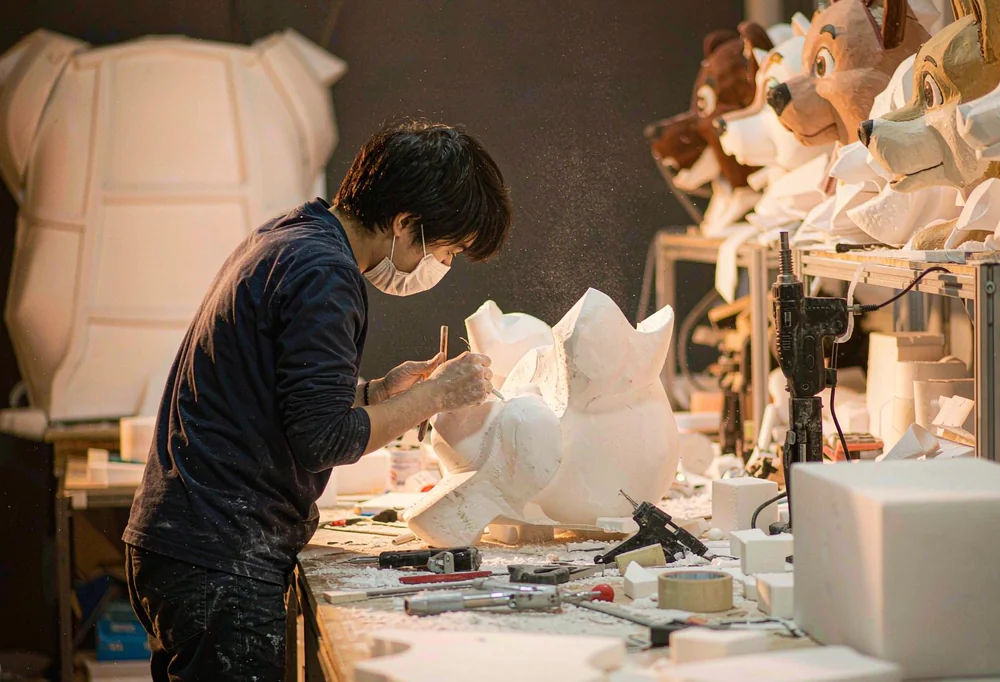 EVA foam carving workshop for mascot heads