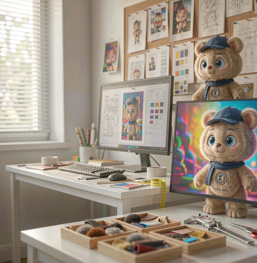 Designers building a 3D plush prototype