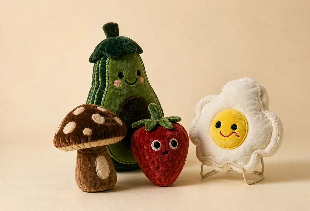 Custom food and mushroom plush toys
